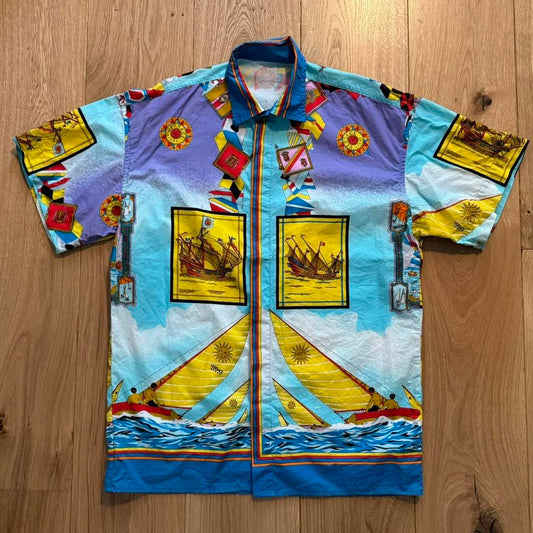 Vintage 90’s Versace Sport Button Down Short Sleeve Patterned Shirt