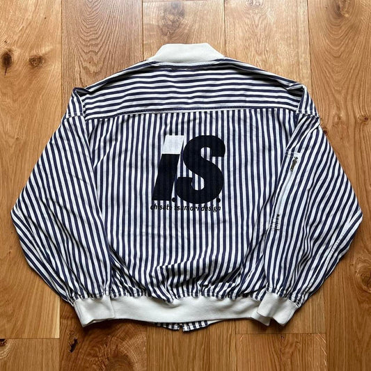 Vintage Issey Miyake Sport IS spellout striped bomber jacket