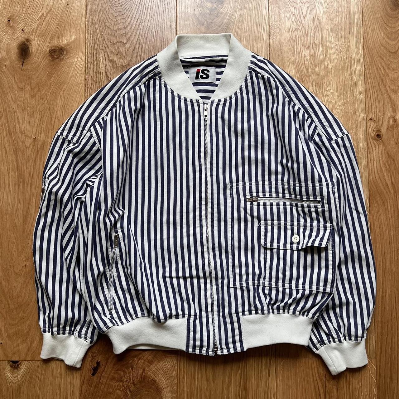 Vintage Issey Miyake Sport IS spellout striped bomber jacket