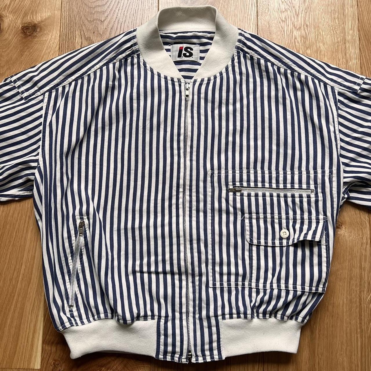 Vintage Issey Miyake Sport IS spellout striped bomber jacket